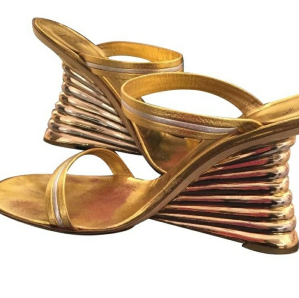 Wedge metallic gold sandals